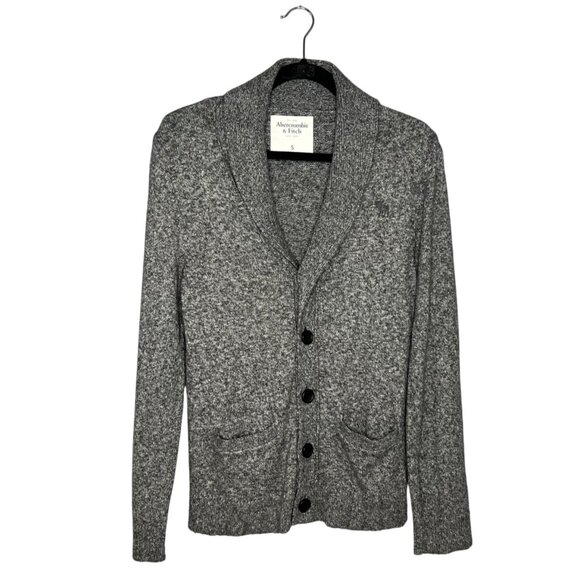 Abercrombie‎ & Fitch Sweater Cardigan Mens Size S Shawl Collar Knit Gray - Picture 1 of 7